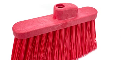 SPARTA Plastic Broom Head, Angled, Un-Flagged for Large Debris Indoor, Outdoor, Home, Restaurant, Lobby, Office, 12 Inches, Red - color: Red, size: Single Item