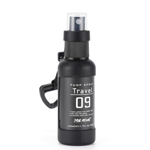 50ml Outdoor Spray Bottle - Portable Leakproof Mister with Silicone Cover & Carabiner, Fine Mist Water Sprayer for Plants, Travel, Hair Care and Cleaning Solutions