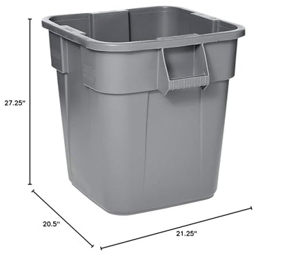Rubbermaid Commercial LLDPE Square Brute 28-Gallon Trash Can without Lid, Gray, For Restaurants/Garages/Offices/Mailrooms/Classrooms