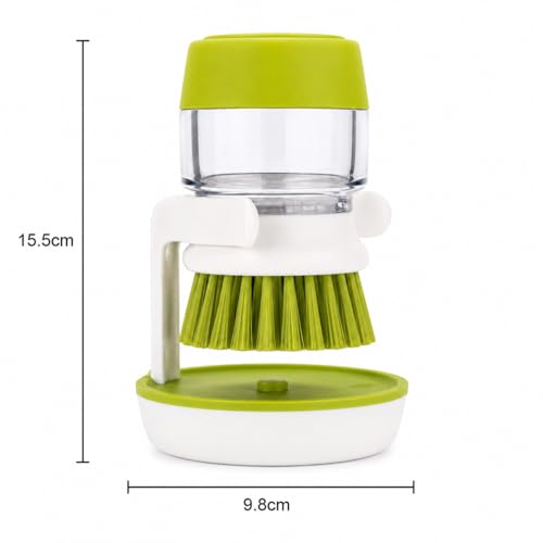 Plastic Cleaning Brush with soap Dispenser for Kitchen Sink washbasin,Dish Washer with Storage Stand Holder,Palm Scrub soap Dispenser Washing-up Brush| Hygienic Drip-Dry Stand Included