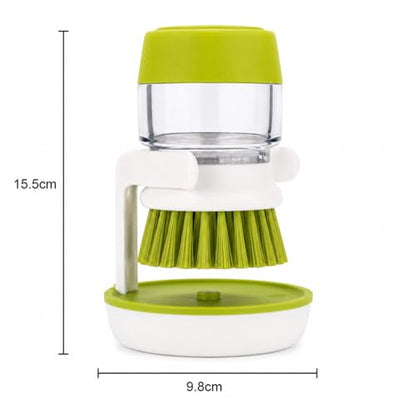 Plastic Cleaning Brush with soap Dispenser for Kitchen Sink washbasin,Dish Washer with Storage Stand Holder,Palm Scrub soap Dispenser Washing-up Brush| Hygienic Drip-Dry Stand Included