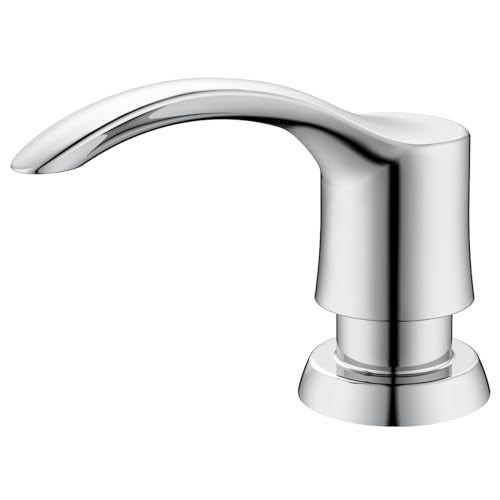GAGALIFE Kitchen Sink Soap Dispenser with 17 Ounce Large Bottle, Built in Sink Soap Dispenser (Chrome) Soap Dispenser for Kitchen Sink Refill from Top, G080C - color: Chrome, size: with Bottle