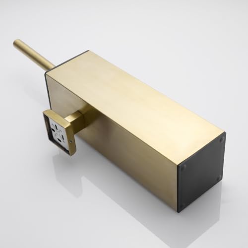 Toilet Brush Set - Brushed Gold, Wall-Mounted Holder, Cleaning Brush Head, and Splash Guard - color: Brushed Gold