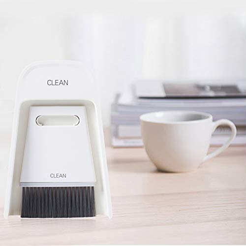 Mini Dustpan and Brush Set, Portable Snap on Design Desktop Cleaning Brush Handheld Crumb Sweeper for Sofa Car Kitchen (Gray White) - color: Gray White