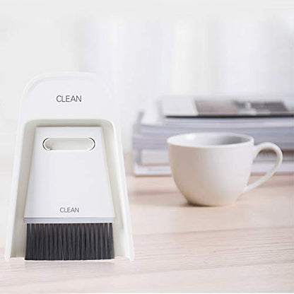 Mini Dustpan and Brush Set, Portable Snap on Design Desktop Cleaning Brush Handheld Crumb Sweeper for Sofa Car Kitchen (Gray White) - color: Gray White