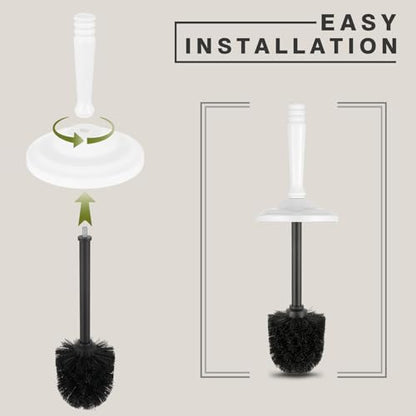 Stainless Steel Toilet Brush and Holder,Toilet Bowl Brush with Long Handle for Bathroom,Toilet Brushes-Space Saving,Covered Brush, Durable, Deep Cleaning,Splash Resistant (White) - color: White