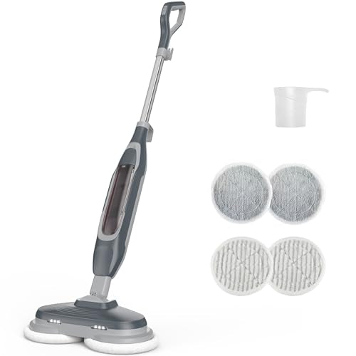 NEWBULIG Steam Mop, All-in-One Steam Mops for Floor Cleaning with Rapid Re-heat, Self-Standing Floor Steamer, 4 Rotating Scrub Pads, 2 LED Headlights, for Hardwood Floors & Tile