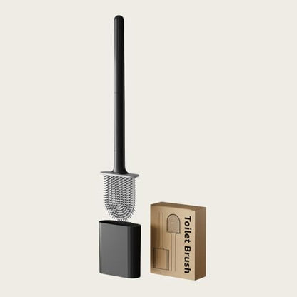 Toilet Brush Leak Proof Soft Bristle Wall Mounted, No Dead Angles Design for Bathroom Cleaning, Family Use, Black - color: Black