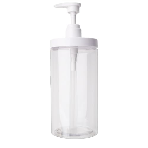 1000ml Pump Bottle Dispenser Plastic Refillable Bottles Wide Mouth Jar Style Empty Bathroom Shower Containers,9inches - size: 9*9*18cm