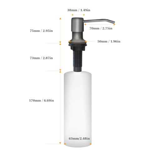 Soap Dispenser for Kitchen Sink, Built in Sink Soap Dispenser Lotion Dispenser with 17 OZ Bottle, Refill from The Top Bar Sink Soap Dispenser, Gray - color: Gray 01, size: Comes with 17 OZ Bottle
