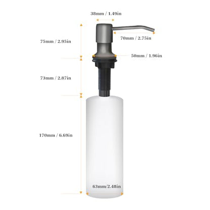 Soap Dispenser for Kitchen Sink, Built in Sink Soap Dispenser Lotion Dispenser with 17 OZ Bottle, Refill from The Top Bar Sink Soap Dispenser, Gray - color: Gray 01, size: Comes with 17 OZ Bottle