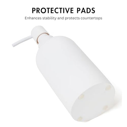 Matte White Round Soap Dispenser for Kitchen & Bathroom – 15 oz Refillable Resin Pump Bottle for Dish Soap, Hand Soap, Shampoo, Conditioner – Modern Countertop Dispenser with Non-Slip Protective Pads - color: White, style: Round Soap Dispenser