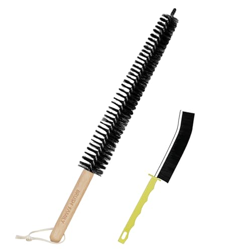 2 Pack Dryer Vent Cleaning Brush Kit: 16.5" Heavy-Duty Lint Removal Tool, Refrigerator Coil & Crevice Cleaner Brush for Stubborn Lint Trap Dust and Pet Hair