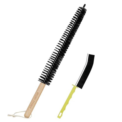 2 Pack Dryer Vent Cleaning Brush Kit: 16.5" Heavy-Duty Lint Removal Tool, Refrigerator Coil & Crevice Cleaner Brush for Stubborn Lint Trap Dust and Pet Hair