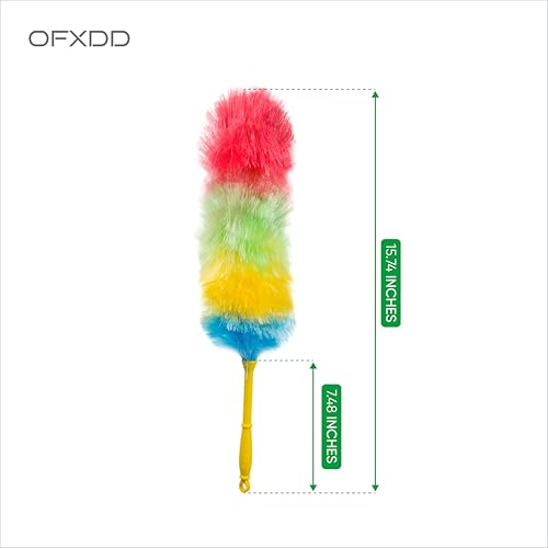 Magic Long Dry Feather Duster Cleaning Tool - Pack of 2 - Mini Rainbow Plastic Dust Cleaner for Furniture - Static Washable Dusting Hard Bristle Brush