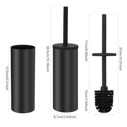 Toilet Brush and Caddy, Stainless Steel Toilet Bowl Brush and Holder, Toilet Bowl Cleaner Brush for Bathroom (Black) - color: Black
