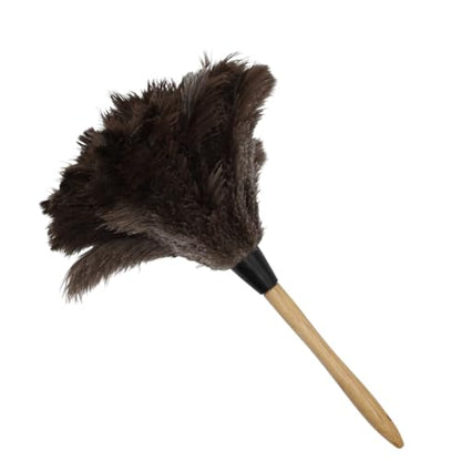 Ostrich Feather Duster with Wooden Handle 14" – Natural Reusable Feather Duster for Cleaning, Furniture & Shelves, Blinds, Ceiling Fan, Dusting Tool for Home, Office, Delicate Surfaces - 1 Pack - size: 1 Pack
