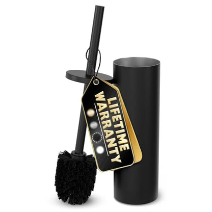 Black Toilet Brush and Holder Set - Scratch Resistant Black Toilet Bowl Brush and Holder with Soft Bristles Replaceable Head, Protection from Splashes, and Compact Design - for Effective Cleaning - color: Black