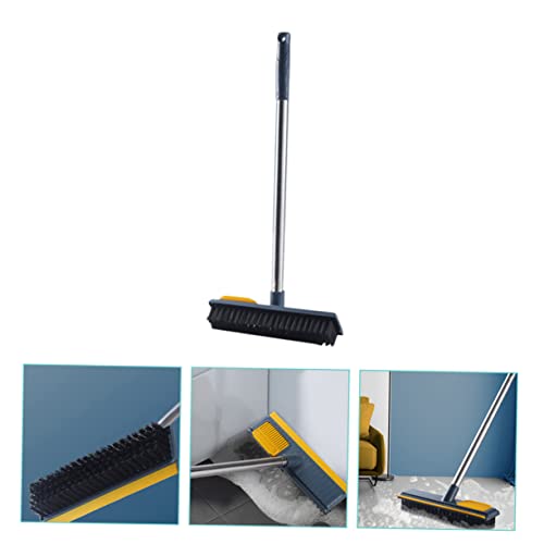 Rubber PET Hair Broom 2-in-1 Floor Scrubber Squeegee Portable Detail Hair Remover for Hardwood Tile and Carpet Cleaning