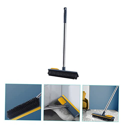 Rubber PET Hair Broom 2-in-1 Floor Scrubber Squeegee Portable Detail Hair Remover for Hardwood Tile and Carpet Cleaning