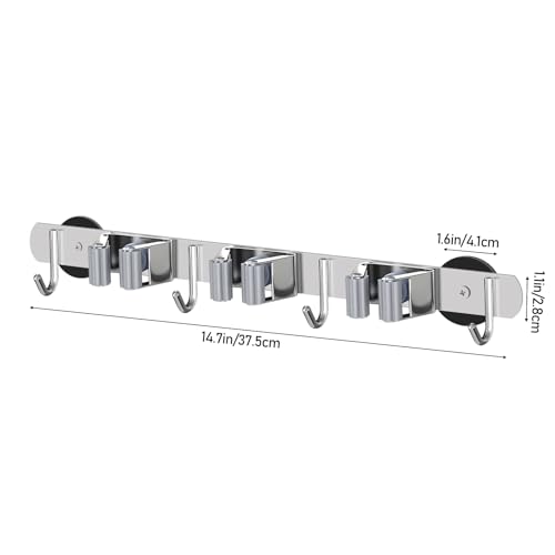 KIBBEH Heavy-Duty Magnetic Storage Rack for Brooms and Mops, Wall-Mounted Non-Slip Holder, Strong Magnetic Hooks for Hanging Tools
