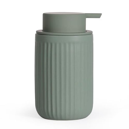 INGOFIN Ceramic Lotion Dispenser - 12oz Refillable Hand Soap Dispenser Bathroom, Modern Liquid Soap Dispenser with Pump, Dish Dispenser for Kitchen, Sage Green - color: Liquid-green
