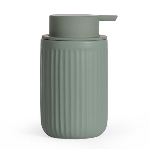 INGOFIN Ceramic Lotion Dispenser - 12oz Refillable Hand Soap Dispenser Bathroom, Modern Liquid Soap Dispenser with Pump, Dish Dispenser for Kitchen, Sage Green - color: Liquid-green