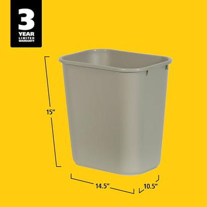 Rubbermaid Commercial Products Resin Wastebasket/Trash Can, 7-Gallon/28-Quart, Beige, Plastic, for Bedroom/Bathroom/Office, Fits Under Desk/Sink - color: Beige, size: 7 Gallons