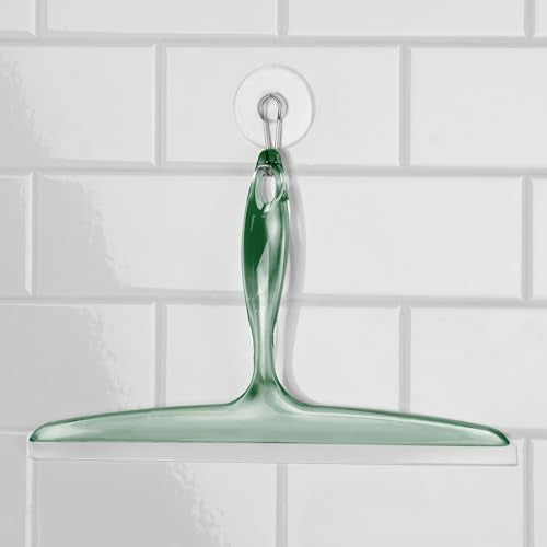 iDesign Bathroom Plastic Shower Squeegee with Wall Hook - Set of 2 - Clear/Green - color: Clear/Green, style: Pack of 2