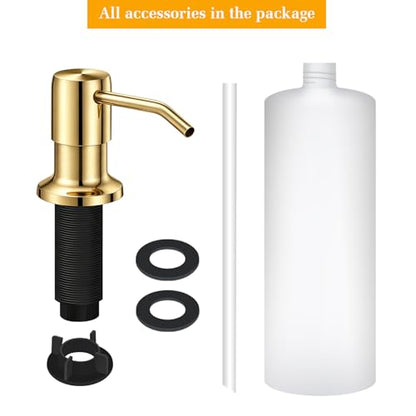 Soap Dispenser for Kitchen Sink, Built in Sink Soap Dispenser Lotion Dispenser with 17 OZ Bottle, Refill from The Top Bar Sink Soap Dispenser, Gold - color: Golden 01, size: Comes with 17 OZ Bottle
