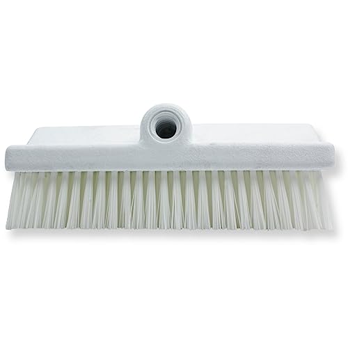 SPARTA 40423EC02 Plastic Floor Scrub Brush, Wall Brush, Equipment Brush With Nonabsorbent Bristles For Industrial Kitchens, Hospitals, Commercial Cleaning, 10 Inches, White, (Pack of 2) - color: White
