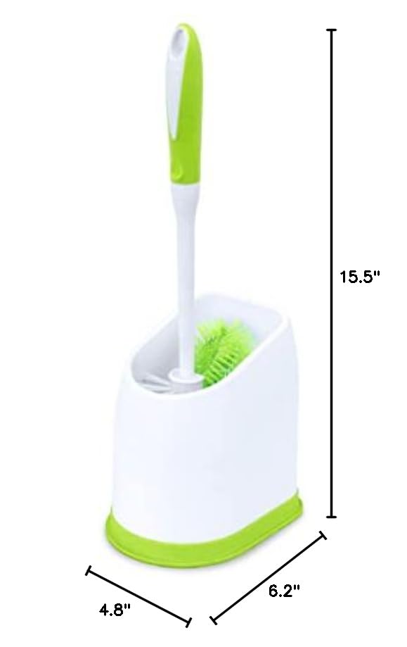 Pine-Sol Toilet Bowl Cleaner Brush with Holder | Heavy Duty Cleaning Wand with Under The Rim Scrubber, Non-Slip Handle, Storage Caddy | Bathroom Supplies, Yellow, Green (Pack of 6) - size: (Pack of 6)