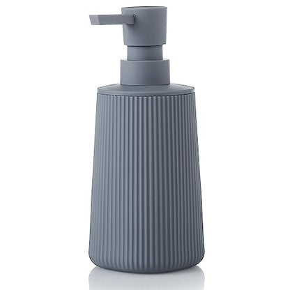 Small Soap Dispenser for Bathroom and Kitchen, Modern Farmhouse Striped Style Plastic Hand Soap Dish Soap Dispenser with Pump Matte Gray - color: Gray