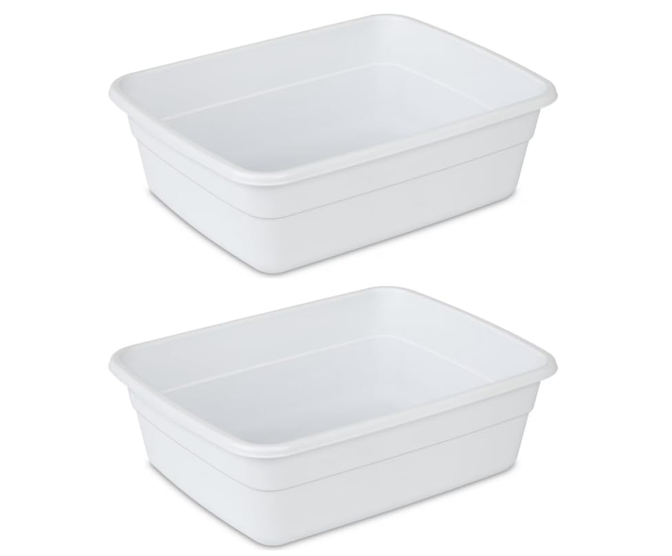 Plastic Wash Tub Dishpan Basin and Foot Bath for Soaking Feet, Laundry Hand Wash Bucket, Dish Pans for Washing and Storage Cleaning Supplies - 8 Qt - Heavy Duty - 2pack (White)