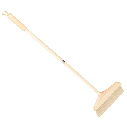 SOLUSTRE Broom Soft Bristle Detachable Broom for Easy Storage Long Handle Floor Cleaning White Hair Bristles - color: Khaki