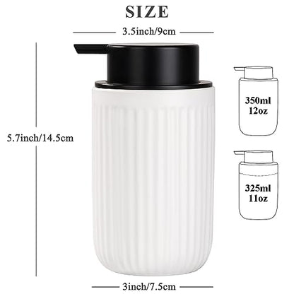 BosilunLife Foam Hand Soap Dispenser - White Ceramic Foaming Soap Dispenser for Bathroom 12oz Refillable Liquid Lotion Soap Dispenser with Rust-Proof foaming Pump for Countertop - color: White Foam Pump