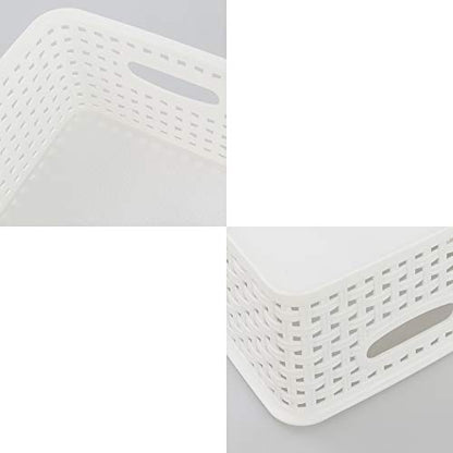 Kiddream Set of 6 Plastic Weave Storage Basket Pantry Organizing Bin (white) - color: white