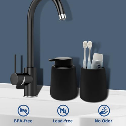 Soap Foaming Dispenser Ceramic with Easy-to-Press Pump Hand Foam Dispenser for Shampoo Bathroom Kitchen 12 oz - color: Foam-brownblack