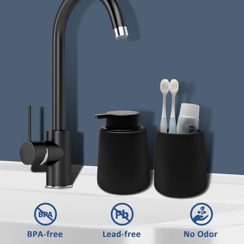 Soap Dispenser Ceramic with Easy-to-Press Pump Hand Lotion Liquid Dispenser for Shampoo Bathroom Kitchen 12 oz Black - color: Liquid-brownblack