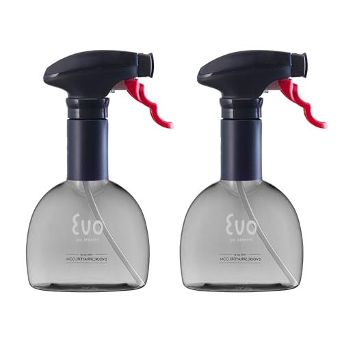 Evo Mini Oil Sprayer Bottle | Non-Aerosol for Olive Oil, Cooking Oils, Vinegars | 8-Oz Capacity | Rotatable Nozzle | Gourmet Cooking Tools - Food-Safe Materials - Charcoal, Set of 2 - color: Charcoal