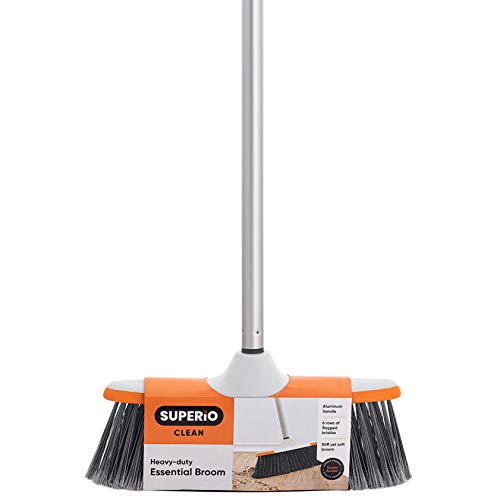 Superio Lightweight Essential Household Broom with Metal Handle, 2-Pack Grey - color: Gray, size: 2-Pack