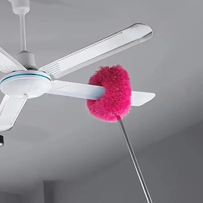 Duster Mop with Extension,Dust Mop Reusable Fan Cleaning Tool for Home, Car, Office, Blades, Windows, Glass Furniture，Rose Red - color: Rose Red