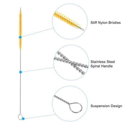 PATIKIL 10"x3/8" Long Straw Brush, 10 Pcs Drinking Straw Cleaning Brush Nylon Pipe Tube Cleaner Brush for Cleaning Straws Pot Spout, Yellow - color: Yellow, size: 10"x3/8"