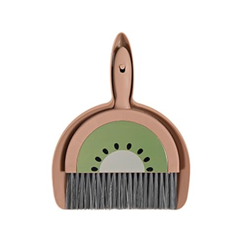 Mini Dustpan and Broom Set Compact Watermelon Lemon Small Hand Dustpan and Brush Kit Cute Fruit Shape Table Crumb Sweeper Cleaning Tools for Desk, Countertop, Sofa, Key Board Office, Kitchen (Pink) - color: Pink