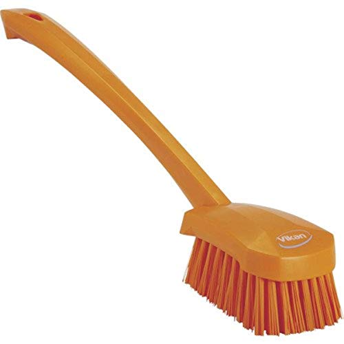 Vikan 2 3/4 in W Scrub Brush, Stiff, 11 51/64 in L Handle, 4 1/2 in L Brush, Orange, Plastic 41867-1 Each - color: Orange