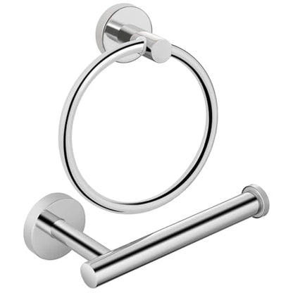 Chrome Bathroom Hardware Set, Towel Ring & Toilet Paper Holder, Stainless Steel SUS304, Hand Towel Hanger & Toilet Roll Holder, Sturdy Bathroom Accessories for Home or Kitchen - color: Chrome