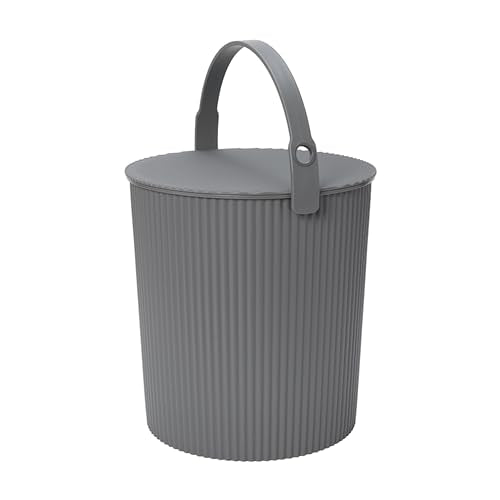 Hachiman Extra Large Bucket - 5.3 Gallon Heavy Duty Bucket with Lid and Handle - Hands-Free Filling - Easy to Stack and Store - Indoor Outdoor Use - 13.3" x 13" - New Grey - color: New Grey, size: Extra Large