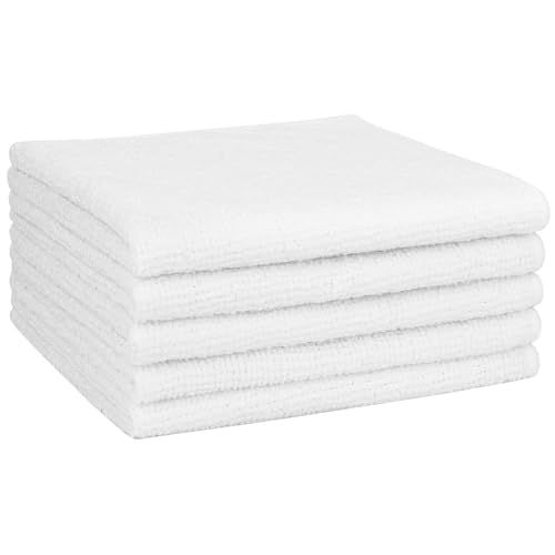 AIDEA Microfiber Cleaning Cloth White 5PK, Microfiber Towels for Cars, Premium Car Cloths, Dusting Cloth Lint Free Cleaning Rags for SUVs, House, Kitchen, Window, Workshops,12×12" - color: White, size: 5PK