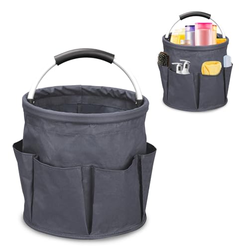 Cleaning Caddy for Cleaning Supplies, 17L Cleaning Supply Caddy with Handle Foldable Cleaning Supplies Organizer Bucket Tool Bag Organizer Cleaning Products Organizers for Home, Garden (Dark Gray) - color: Dark Gray
