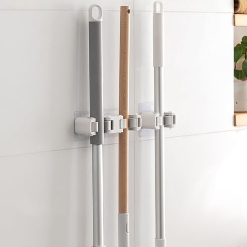 Broom Holder Wall Mount Mop and Command Broom Hanger Organizer Wall Mount Self Adhesive (Single Clip) - size: 1 Single clip